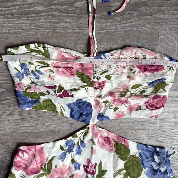 NEW Reformation Riya Cutout Floral-print Crepe Midi Dress - White 4 - Picture 9 of 16